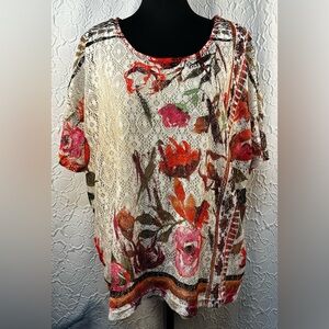 CJ Banks- Multicolor Floral Lace Blouse (1X)